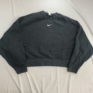 Nike Hoodie Cropped Full Zip Size Large Women Center Swoosh Embroidered